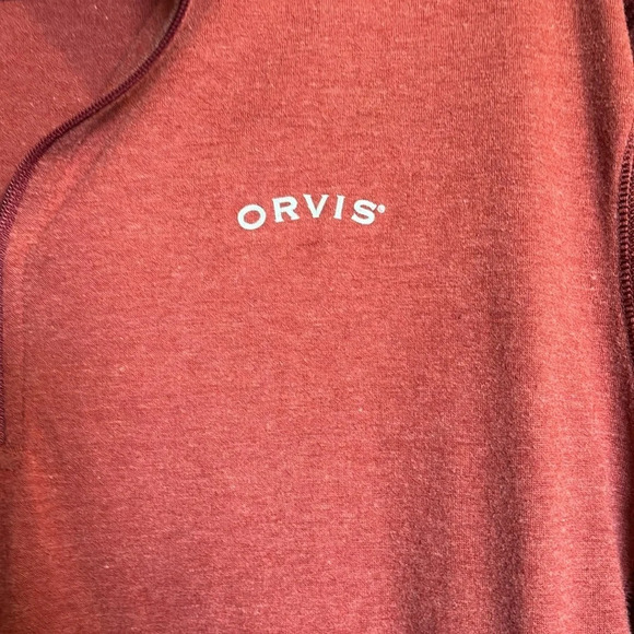 Orvis men’s red long sleeve quarter zip shirt size medium - Picture 3 of 8